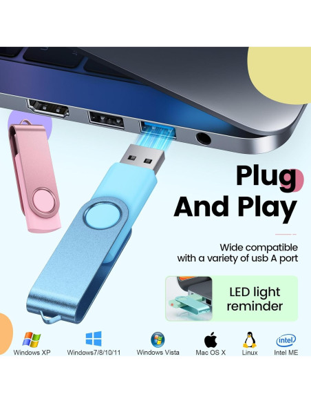 Kepmem Paquete 10 Unidades USB 2.0 16GB Flash Giratorio Kepmem Paquete 10 Unidades USB 2.0 16GB Flash Giratorio