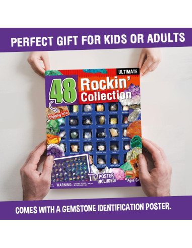 Kit Educativo de Rocas y Gemas Byncceh - 48 Piezas para Niños