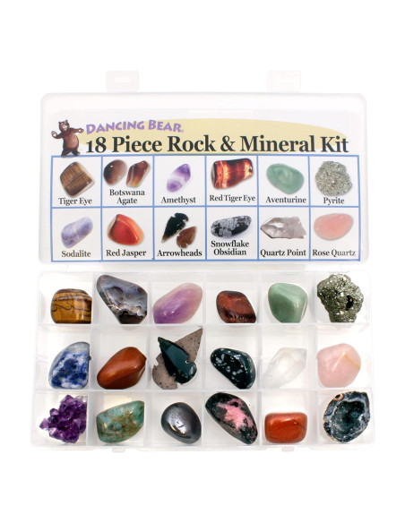 Kit Educativo de Rocas y Minerales Dancing Bear - 18 Piezas
