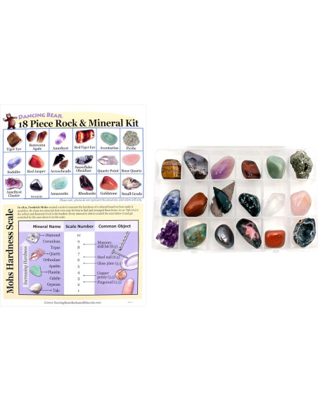Kit Educativo de Rocas y Minerales Dancing Bear - 18 Piezas