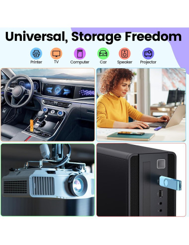 Kepmem Paquete 10 Unidades USB 2.0 16GB Flash Giratorio