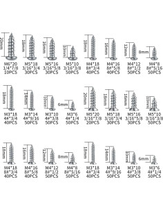 Conjunto de 990 Tornillos Autoperforantes Acero Inoxidable M3-M6 2
