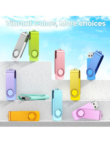 Kepmem Paquete 10 Unidades USB 2.0 16GB Flash Giratorio