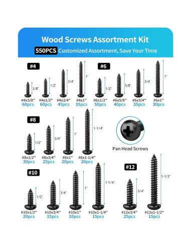 Kit de Tornillos de Acero Inoxidable DIVANC 550Pcs Cabeza Pan