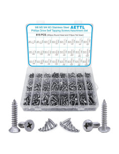 Kit de Tornillos Autoperforantes M6 M5 M4 M3 - 815pcs Acero Inoxidable