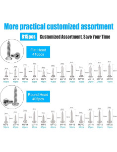 Kit de Tornillos Autoperforantes M6 M5 M4 M3 - 815pcs Acero Inoxidable 2