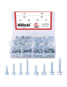 Kit de Tornillos Autoperforantes Hilitchi 220 Piezas Cabeza Hexagonal