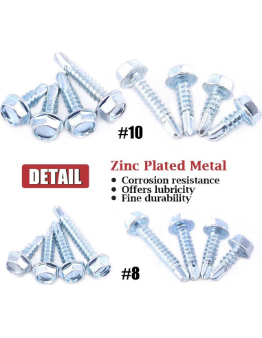 Kit de Tornillos Autoperforantes Hilitchi 220 Piezas Cabeza Hexagonal