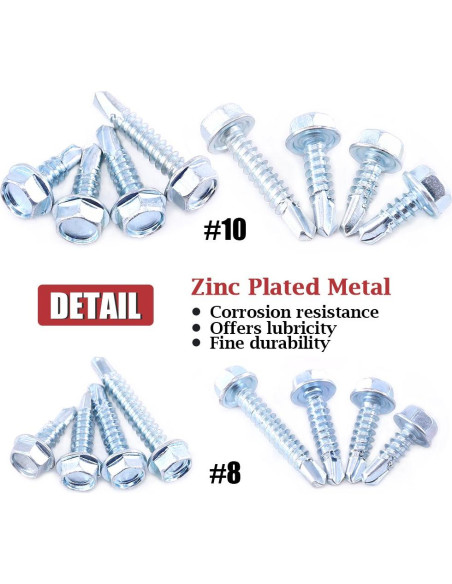 Kit de Tornillos Autoperforantes Hilitchi 220 Piezas Cabeza Hexagonal