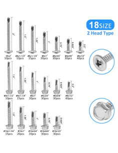 Tornillos Autoperforantes CGBOOM 420pcs Acero Inoxidable 410 2