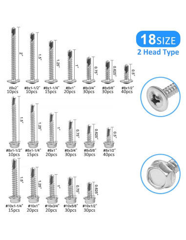 Tornillos Autoperforantes CGBOOM 420pcs Acero Inoxidable 410