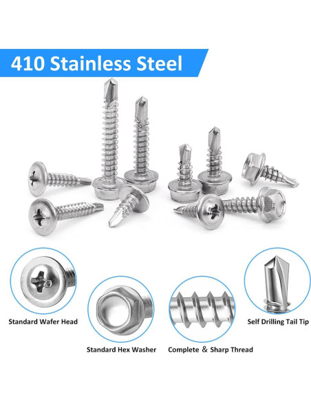 Tornillos Autoperforantes CGBOOM 420pcs Acero Inoxidable 410
