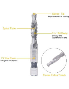 Juego de Brocas y Machos de Rosca AUTOTOOLHOME 6 Piezas HSS 2