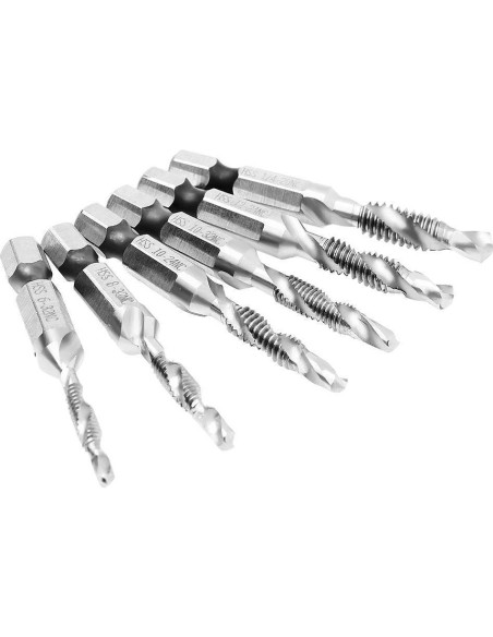 Juego de Brocas y Machos de Rosca AUTOTOOLHOME 6 Piezas HSS