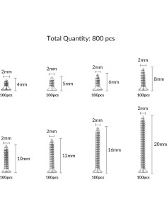 Tornillos Autoperforantes Beikal M2 Acero Niquelado 800pcs 2
