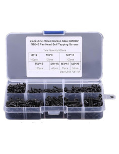 Kit 500 Tornillos Autoperforantes M3 Acero al Carbono 6-20mm