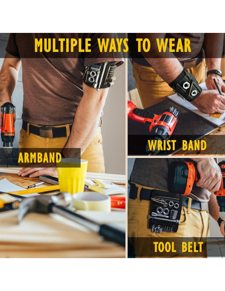 Pulsera Magnética PRIKETY - Organizador de Herramientas 15 Imanes