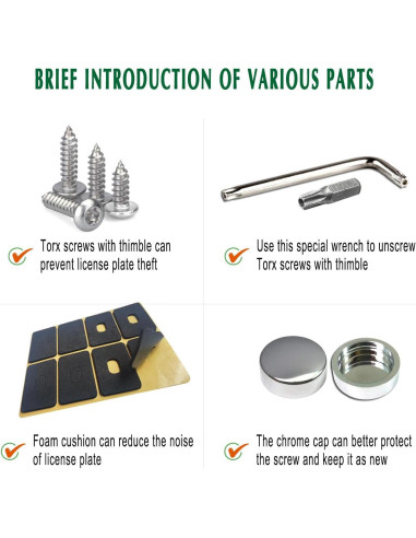 Tornillos Antirrobo M6 de Acero Inoxidable para Placas de Matrícula