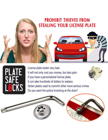 Tornillos Antirrobo M6 de Acero Inoxidable para Placas de Matrícula