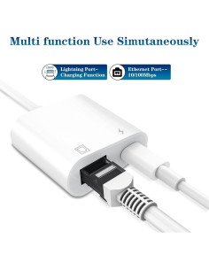 Adaptador Lightning a Ethernet DESOFICON 100Mbps Carga iPhone 2
