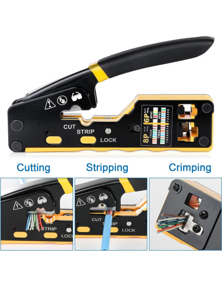 Kit de Herramientas de Crimpado RJ45 Pasante YWNEGWE K14 144PCS Kit de Herramientas de Crimpado RJ45 Pasante YWNEGWE K14 144PCS