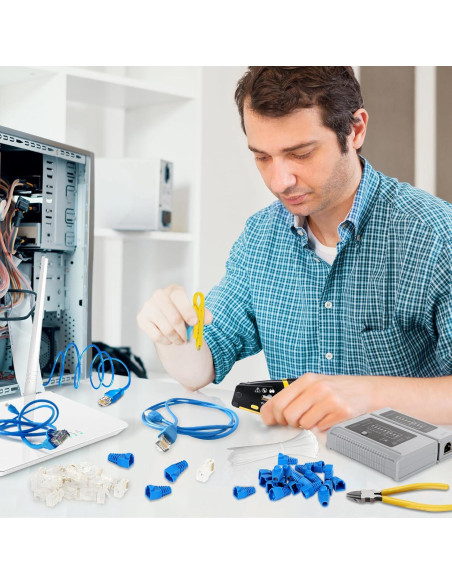 Kit de Herramientas de Crimpado RJ45 Pasante YWNEGWE K14 144PCS Kit de Herramientas de Crimpado RJ45 Pasante YWNEGWE K14 144PCS