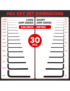 Juego de Llaves Allen Hexagonales YIYITOOLS 30 Piezas 1.27-10 mm 2