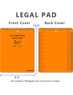 Bloc de Notas Impermeable WRENBEN Legal 21.6x27.9cm Naranja 2