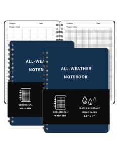 Cuadernos Espirales Impermeables WRENBEN A6 Geológicos Azul - 2PCS