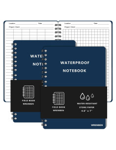 Cuadernos Espirales Impermeables WRENBEN 2PCS A6 Azul