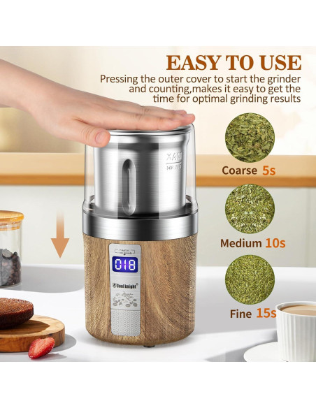 Molinillo Eléctrico de Especias COOL KNIGHT 80g Acero Inoxidable