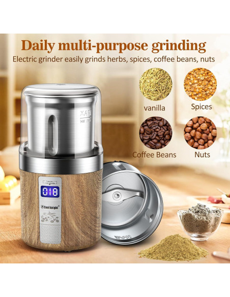 Molinillo Eléctrico de Especias COOL KNIGHT 80g Acero Inoxidable