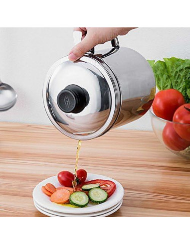 Contenedor de grasa Xunda 1.2L con colador de acero inoxidable