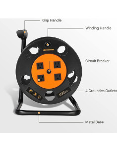 Carrete de Almacenamiento de Cable DEWENWILS 30.48m 15A Naranja 2