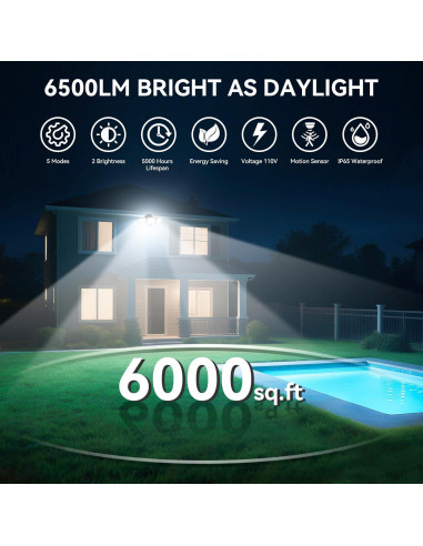 Foco LED de Inundación 65W PURICH con Sensor de Movimiento