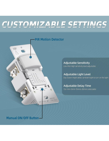 Interruptor de Luz ECOELER con Sensor de Movimiento PIR Blanco