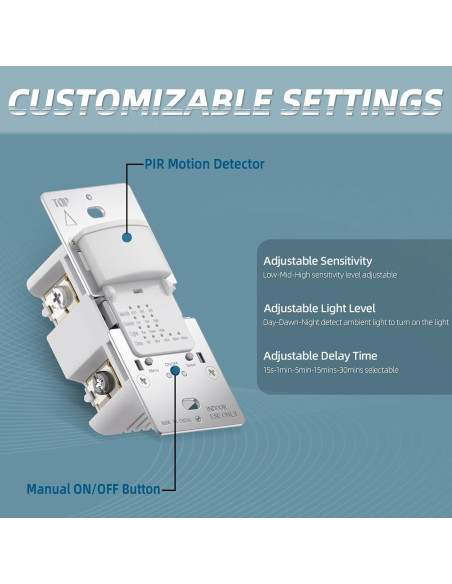 Interruptor de Luz ECOELER con Sensor de Movimiento PIR Blanco