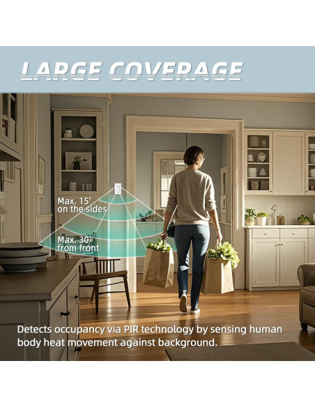 Interruptor de Luz ECOELER con Sensor de Movimiento PIR Blanco