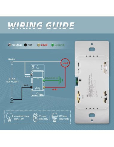 Interruptor de Luz ECOELER con Sensor de Movimiento PIR Blanco