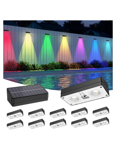Luces Solares IP65 ZXCLIGHT para Cercas Exteriores 12 Modos RGB