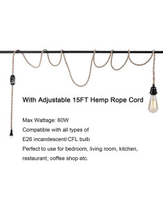 Kit de Cable de Luz Colgante Grtoeud 4.75m E26 Regulable 2