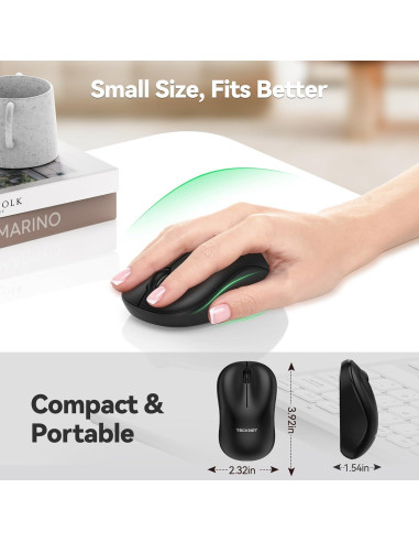 Ratón Inalámbrico TECKNET Pequeño Ergonómico 2.4G Negro