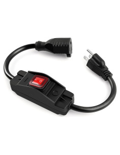 Cable de Extensión Exterior Delgada 1.5FT con Interruptor 15A