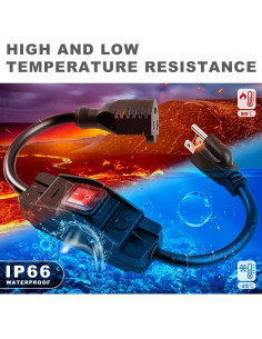 Cable de Extensión Exterior Delgada 1.5FT con Interruptor 15A 2