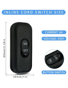 Interruptores en línea Chaozhou Jinhongda, paquete de 3, 250V 6A 2