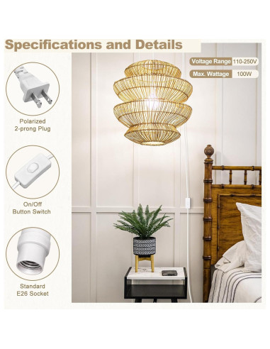 Cable de Extensión Colgante DiCUNO E26 6m con Interruptor - Paquete de 2