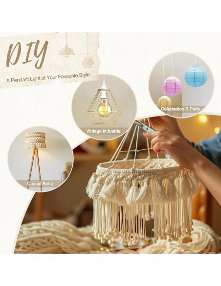 Cable de Extensión Colgante DiCUNO E26 6m con Interruptor - Paquete de 2