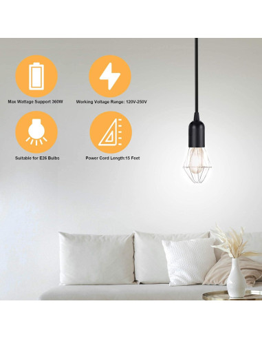 Cable de Lámpara Colgante Extensión 4.57m Simple Deluxe 360W