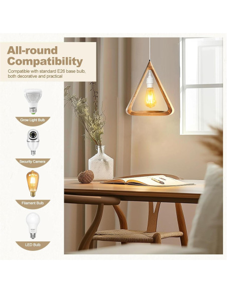 Cable de Extensión Colgante DiCUNO E26 6m con Interruptor - Paquete de 2