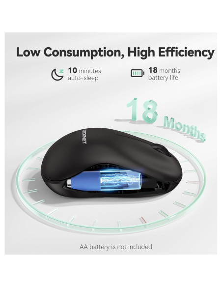Ratón Inalámbrico TECKNET Pequeño Ergonómico 2.4G Negro